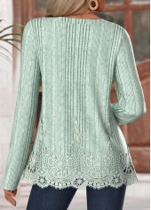 Sage Green tops,Plain Color tops,ROTITA Sage Green Round Neck Long Sleeve T Shirt