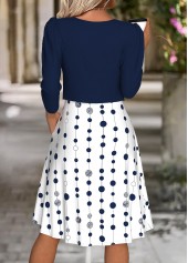 Navy dresses,Dot dresses,Everyday dresses,Casual dresses,ROTITA Polka Dot Navy Round Neck Dress and Cardigan