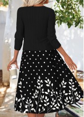 Black dresses,Plants dresses,Dot dresses,Everyday dresses,Casual dresses,ROTITA Tummy Coverage Floral Print Black Dress and Cardigan