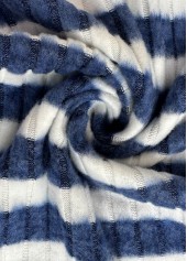 Blue tops,Striped tops,Geometric tops,ROTITA Kangaroo Pocket Striped Blue Long Sleeve Hoodie