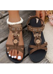 Dark Coffee Color Falt Peep Toe