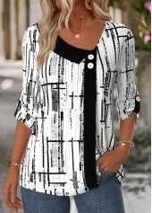chemise blanche à imprimé géométrique rotita
