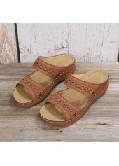 Dark Coffee shoes,Plain Color shoes,Dark Coffee Low Heel Peep Toe Sliders Slippers