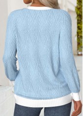 Light Blue tops,Plain Color tops,ROTITA Tummy Coverage Light Blue Round Neck Long Sleeve Sweatshirt