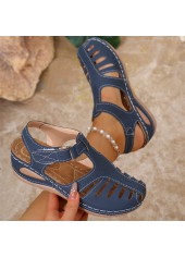 Blue Low Heel Closed Toe Sandals