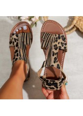 Leopard Dark Coffee Falt Round Toe