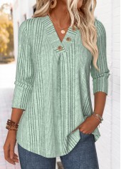 Sage Green tops,Plain Color tops,ROTITA Tummy Coverage Sage Green Cross Collar T Shirt