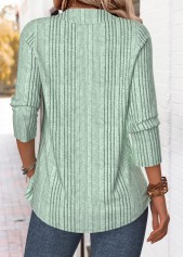 Sage Green tops,Plain Color tops,ROTITA Tummy Coverage Sage Green Cross Collar T Shirt