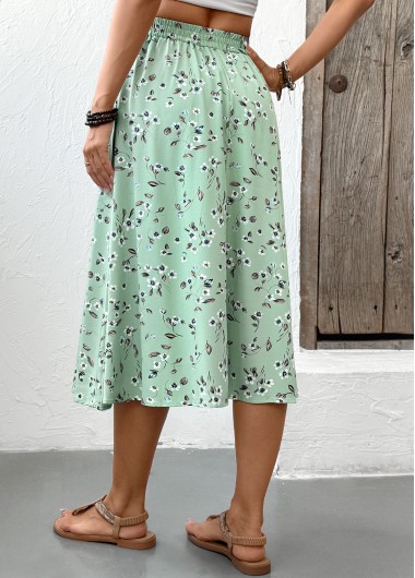 Sage Green bottoms,Ditsy Floral bottoms,Ditsy Floral Print Sage Green Elastic Waist Skirt