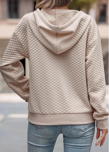 Light Coffee tops,Plain Color tops,ROTITA Tummy Coverage Light Coffee Long Sleeve Hoodie