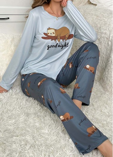 Dusty Blue loungewear,Animal Print loungewear,Animal Print Dusty Blue Lounge Top and Pants