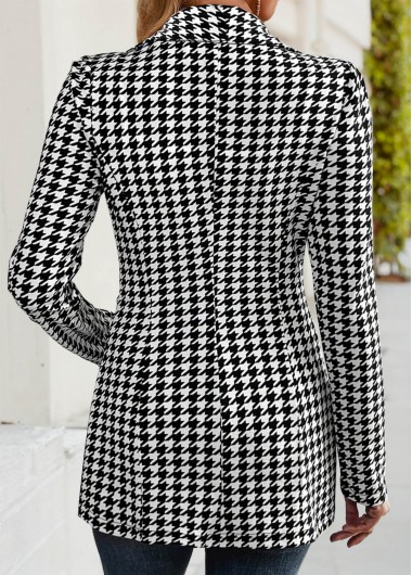 Black tops,Geometric tops,ROTITA Geometric Print Black Blazer
