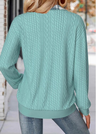 Sage Green tops,Geometric tops,ROTITA Tummy Coverage Geometric Print Sage Green Long Sleeve Sweatshirt