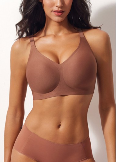 Dark Coffee intimates,Dark Coffee Color V Neck Bra