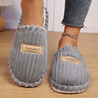 Light Grey shoes,Letter shoes,Letter Print Light Grey Falt Round Toe Slippers