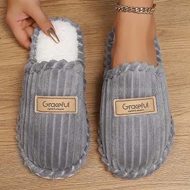 Light Grey shoes,Letter shoes,Letter Print Light Grey Falt Round Toe Slippers