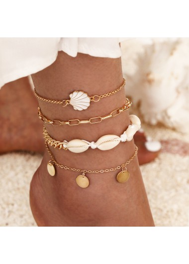 Golden jewelry,Golden Color Shell Alloy Detail Anklets