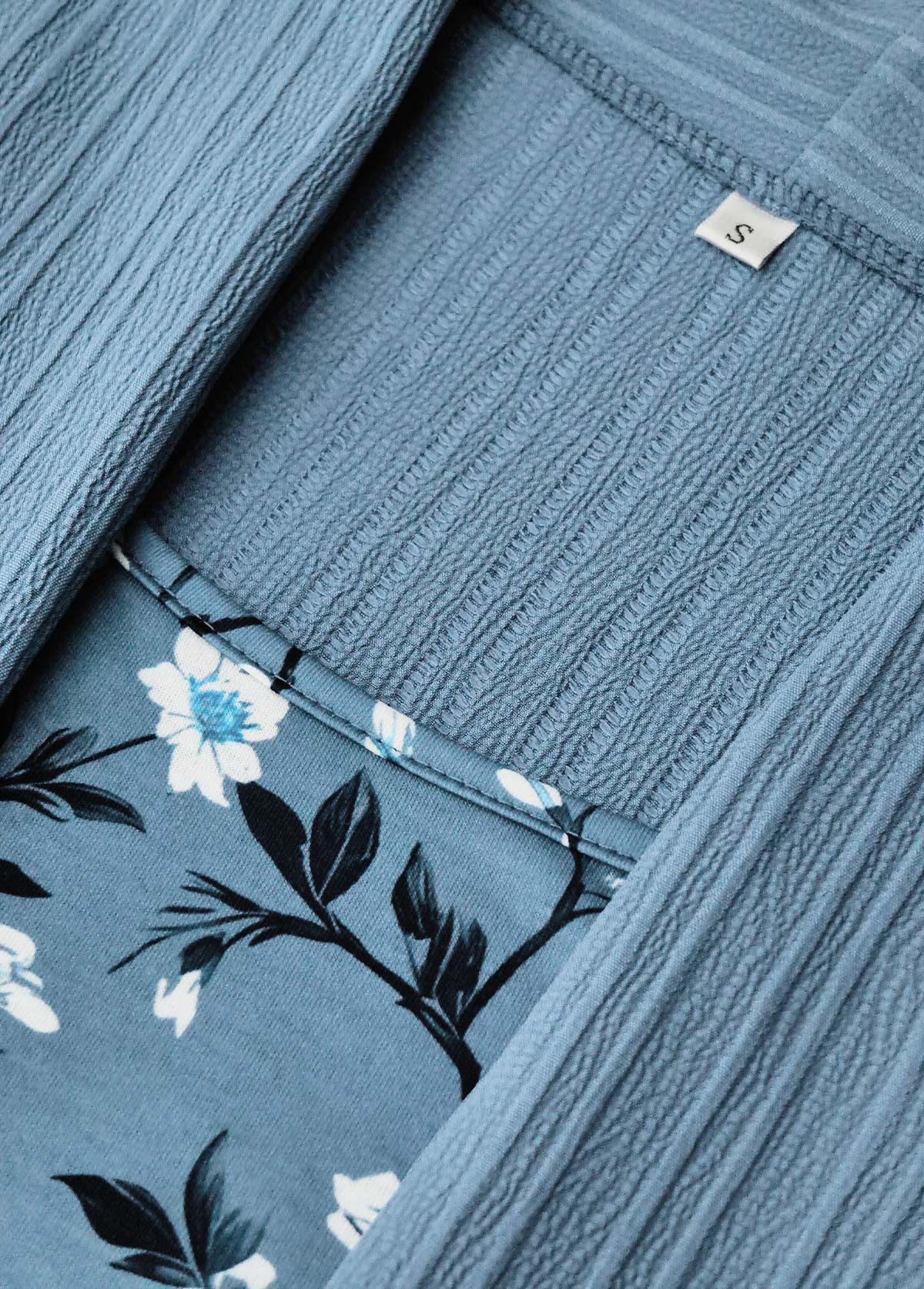 Dusty Blue dresses,Floral dresses,Plants dresses,Everyday dresses,Casual dresses,ROTITA Fake 2in1 Floral Print Dusty Blue A Line Dress