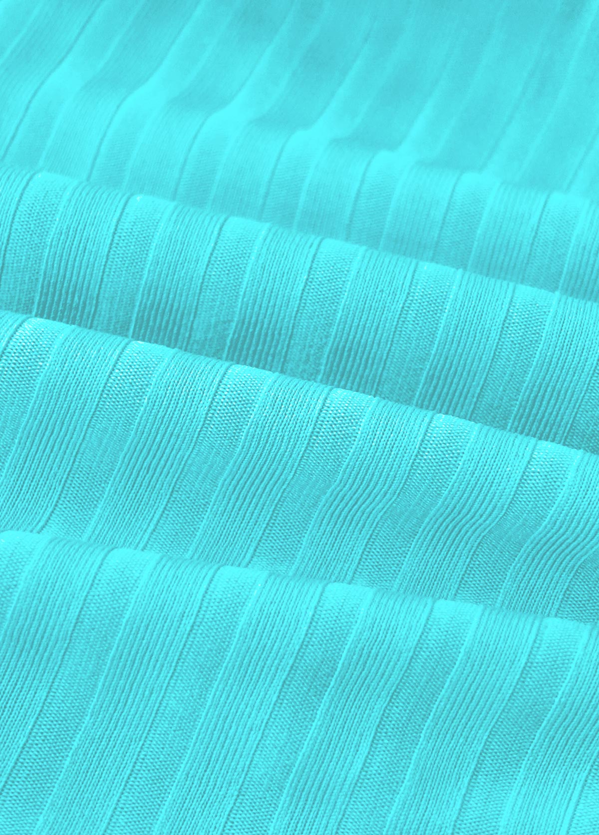 Cyan swimwear,Striped swimwear,Geometric swimwear,ROTITA Contrast Binding Cyan Striped Mid Waisted Tankini Set