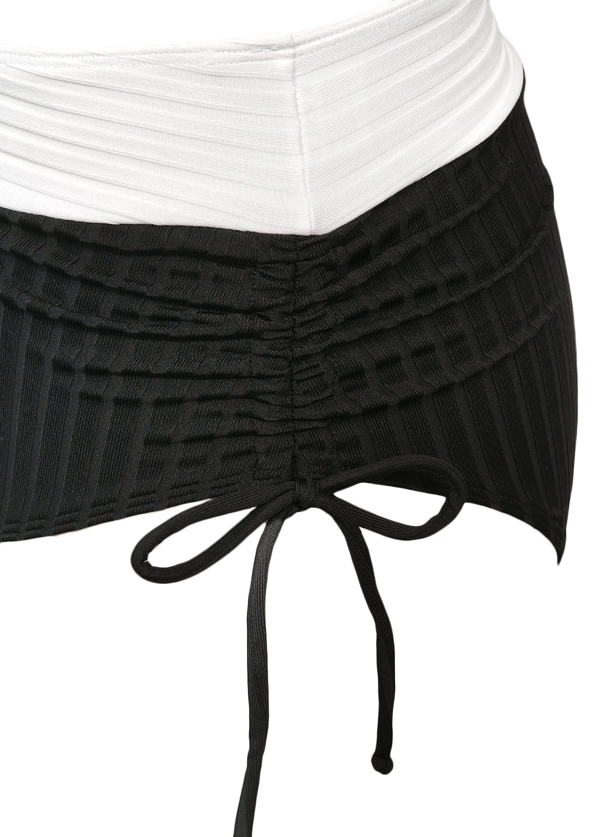 Black swimwear,Plain Color swimwear,ROTITA Black High Waisted Tie Bikini Set