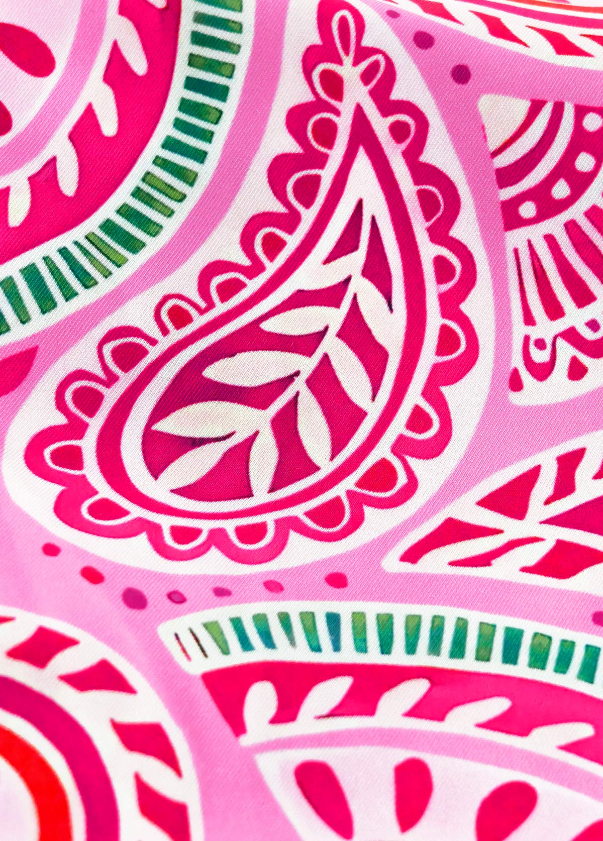 Pink swimwear,Paisley swimwear,ROTITA Ruched Pink Paisley Print Mid Waisted Tankini Set
