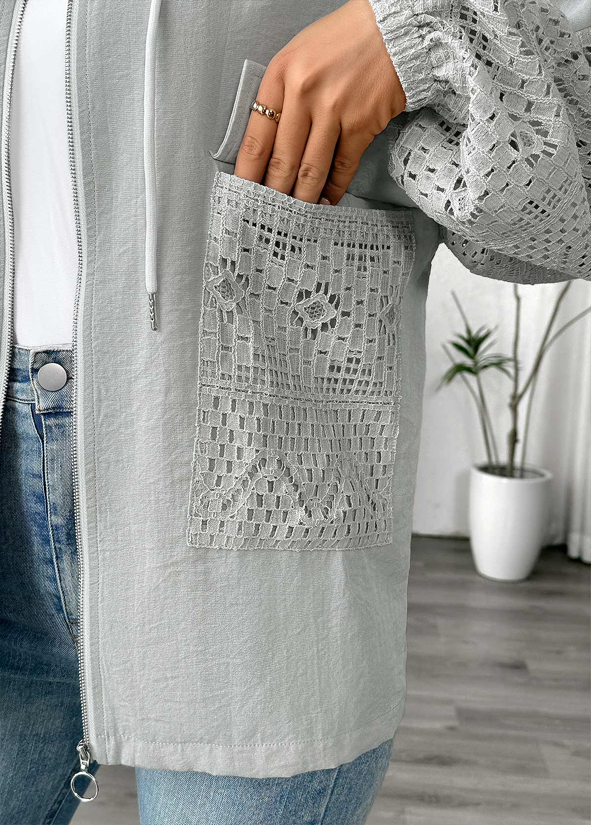 Light Grey Marl tops,Plain Color tops,ROTITA Light Grey Marl Long Sleeve Hoodie