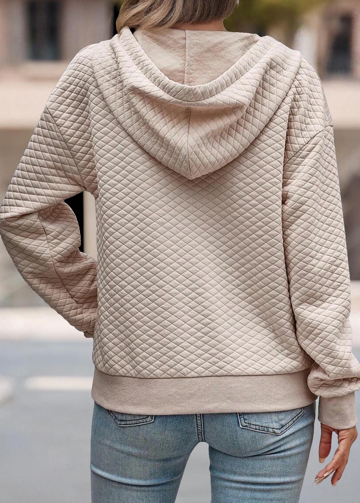 Light Coffee tops,Plain Color tops,ROTITA Tummy Coverage Light Coffee Long Sleeve Hoodie