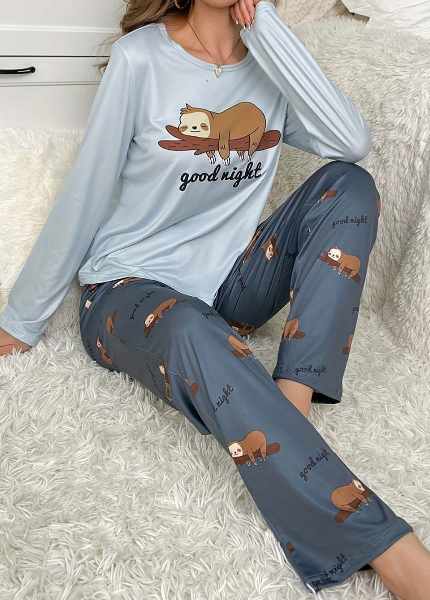 Dusty Blue loungewear,Animal Print loungewear,Animal Print Dusty Blue Lounge Top and Pants