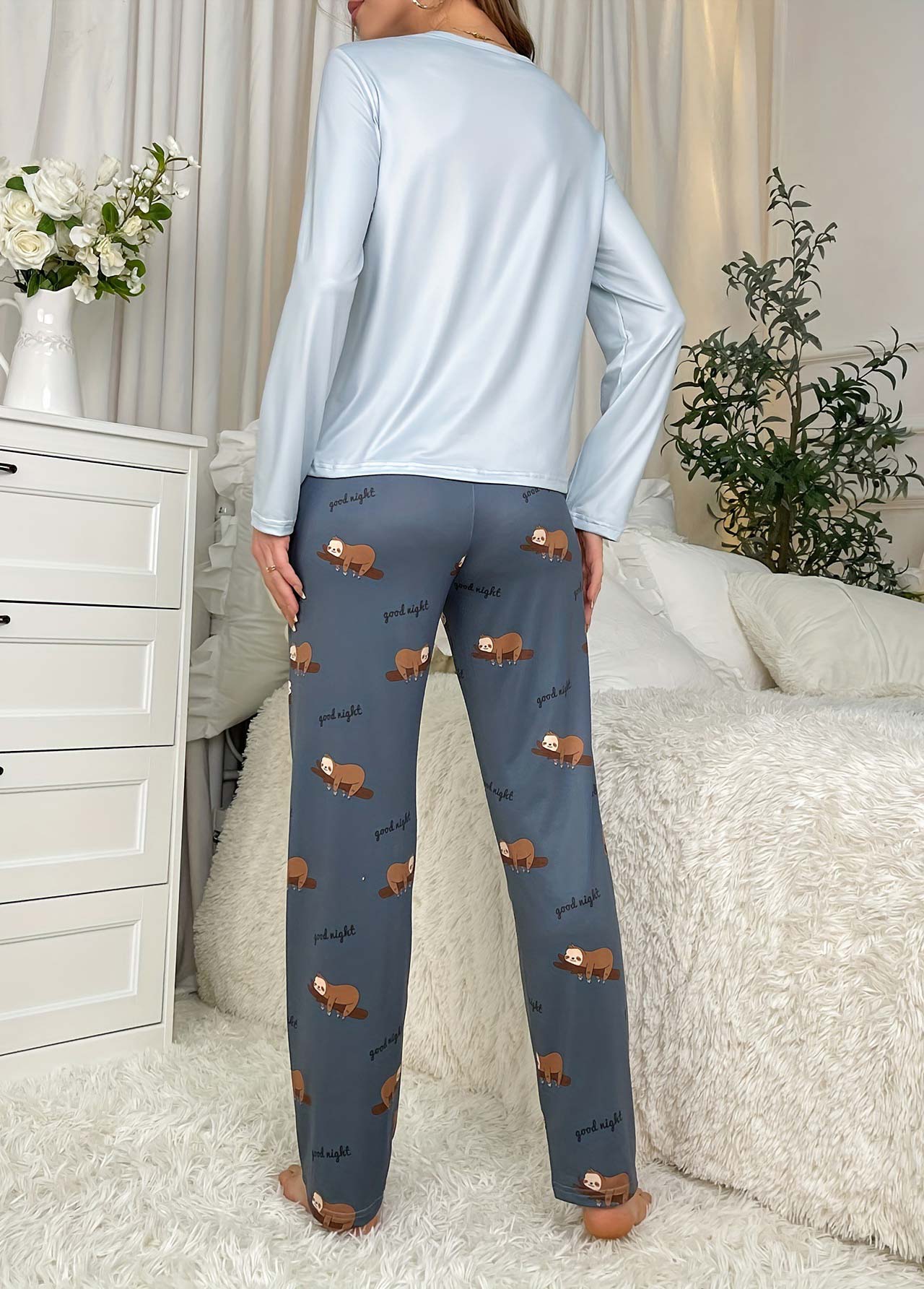 Dusty Blue loungewear,Animal Print loungewear,Animal Print Dusty Blue Lounge Top and Pants