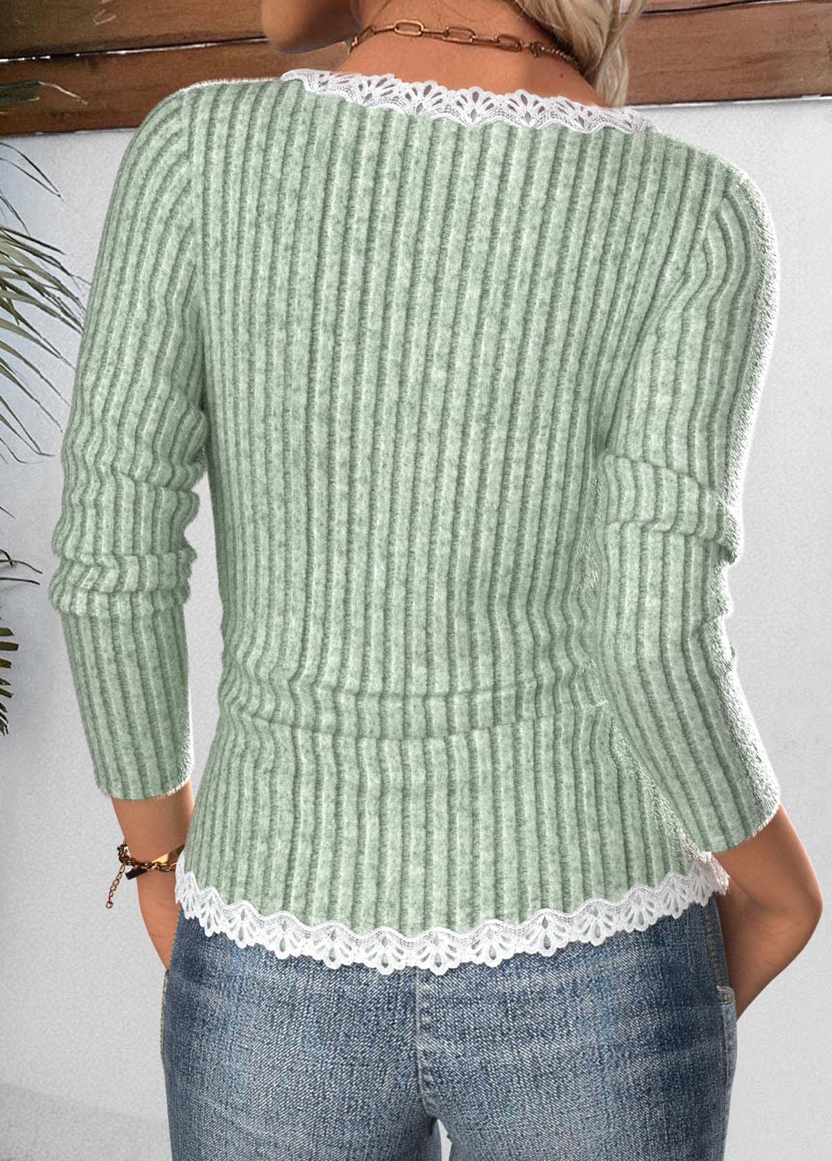 Sage Green tops,Contrast Color tops,ROTITA Tummy Coverage Sage Green Scoop Neck T Shirt