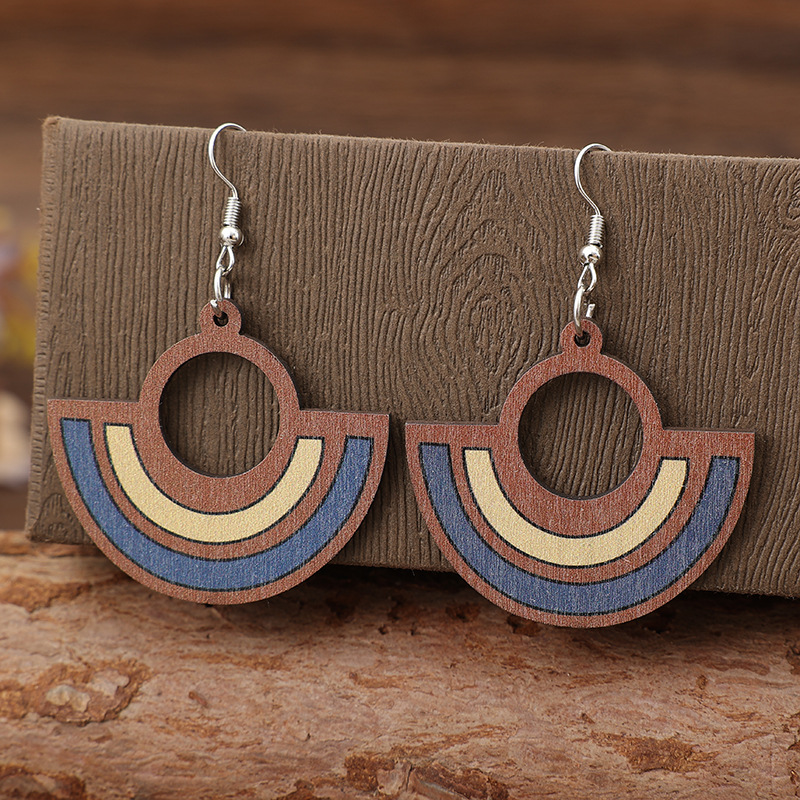 Dark Coffee jewelry,Dark Coffee Color Wood Detail Earrings