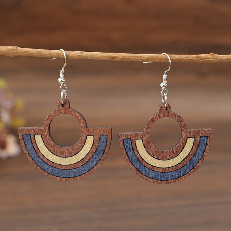 Dark Coffee jewelry,Dark Coffee Color Wood Detail Earrings