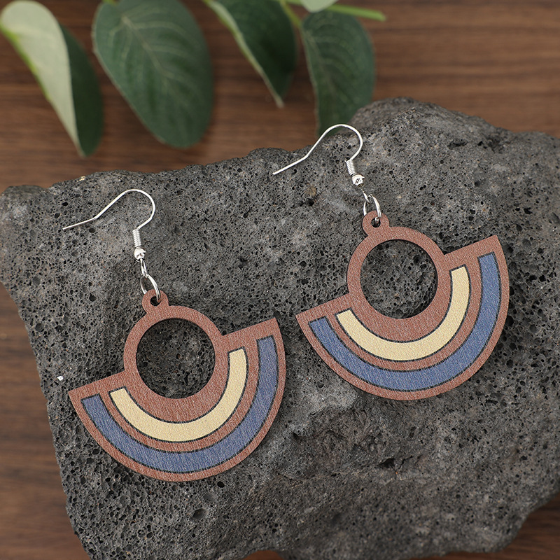 Dark Coffee jewelry,Dark Coffee Color Wood Detail Earrings