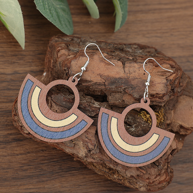 Dark Coffee jewelry,Dark Coffee Color Wood Detail Earrings