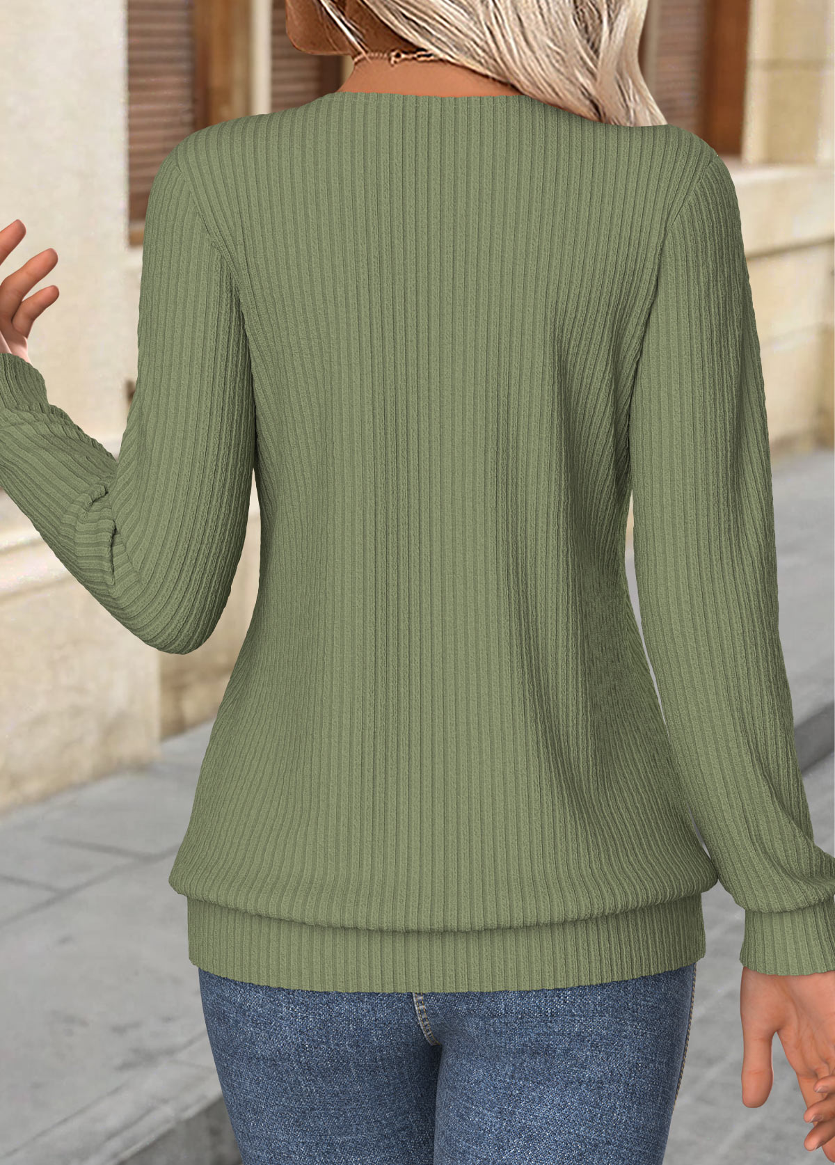 Sage Green tops,Plaid tops,Geometric tops,ROTITA Tummy Coverage Plaid Sage Green Long Sleeve T Shirt