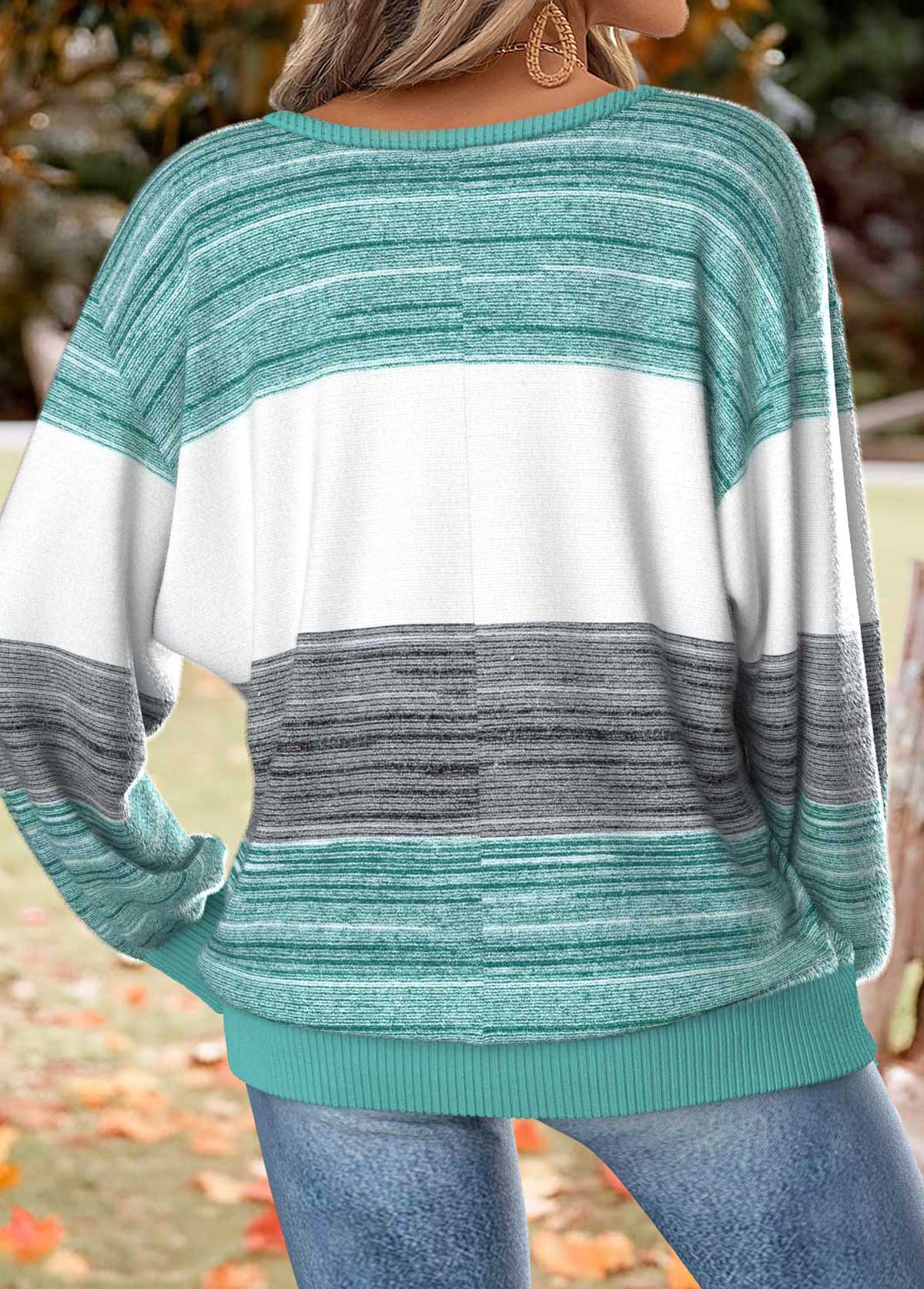 Mint Green tops,Striped tops,Geometric tops,ROTITA Tummy Coverage Striped Mint Green Round Neck T Shirt