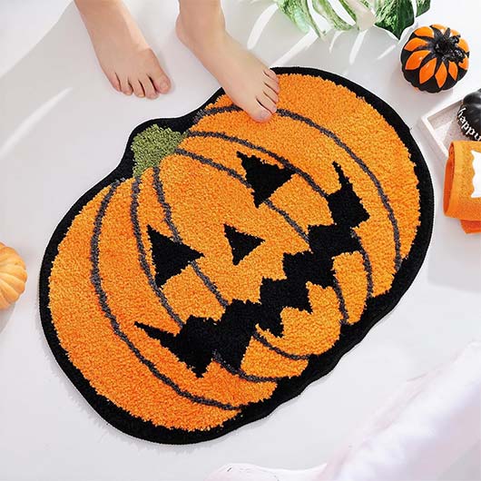 Orange accessories,Halloween accessories,Halloween Pumpkin Print Orange Cat Paw Pad Bath Mat