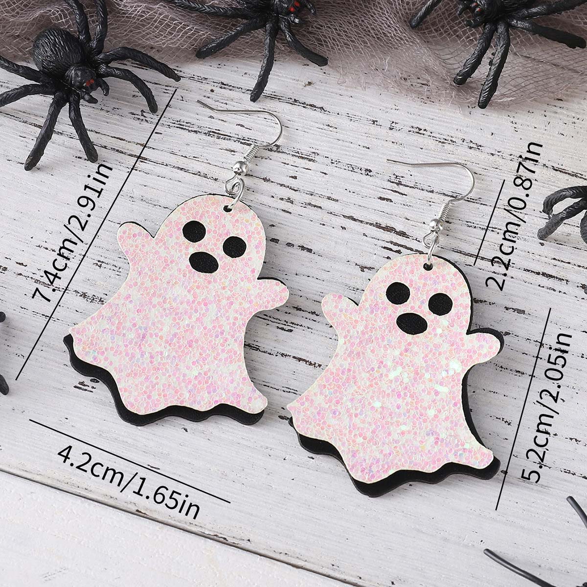 White jewelry,Halloween jewelry,Halloween White Ghost Faux Leather Earrings