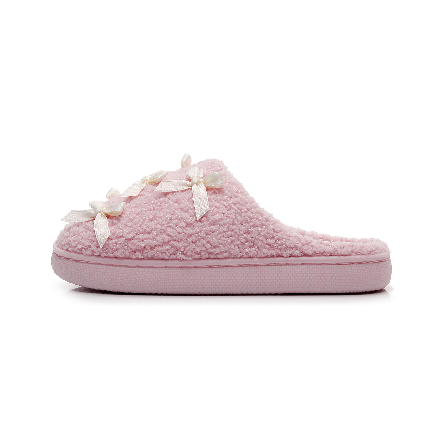 Pink shoes,Plain Color shoes,Pink Closed Tweed Toe Falt Slippers