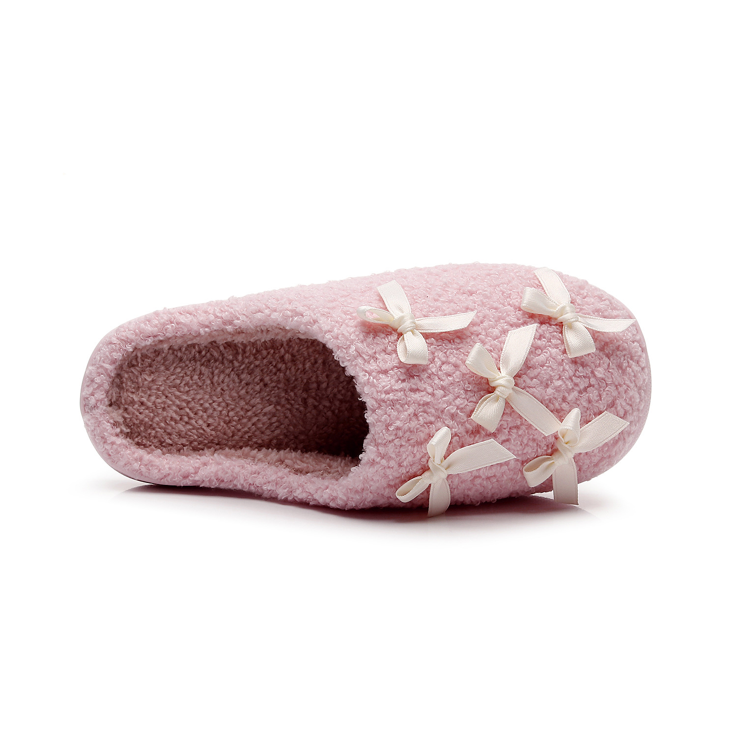 Pink shoes,Plain Color shoes,Pink Closed Tweed Toe Falt Slippers