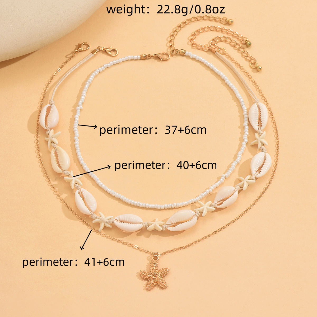 Beige jewelry,Beige Color Shell Alloy Detail Necklace