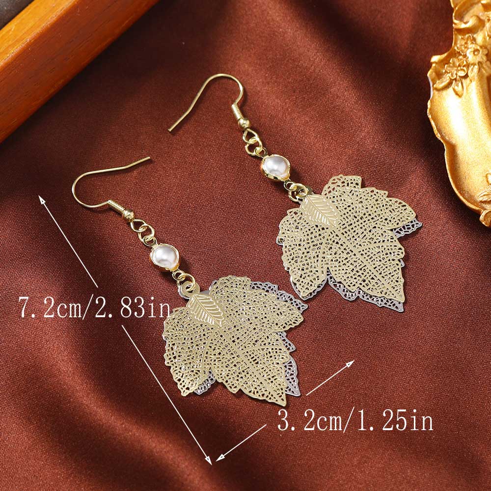 Champagne jewelry,Golden jewelry,Halloween Leaf Champagne Alloy Deyail Earrings
