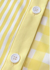 Light Yellow tops,Striped tops,Geometric tops,ROTITA Patchwork Striped Light Yellow Long Sleeve Shirt