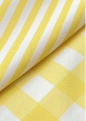 Light Yellow tops,Striped tops,Geometric tops,ROTITA Patchwork Striped Light Yellow Long Sleeve Shirt