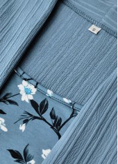 Dusty Blue dresses,Floral dresses,Plants dresses,Everyday dresses,Casual dresses,ROTITA Fake 2in1 Floral Print Dusty Blue A Line Dress