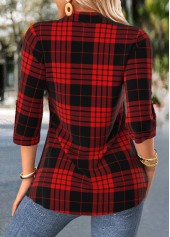 Red tops,Plaid tops,ROTITA Criss Cross Plaid Red Fake Two Piece Twinset