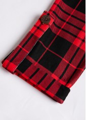 Red tops,Plaid tops,ROTITA Criss Cross Plaid Red Fake Two Piece Twinset