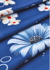 Blue dresses,Floral dresses,Plants dresses,Vacation dresses,Vacation dresses,ROTITA Circular Ring Floral Print Blue V Neck Strappy Dress