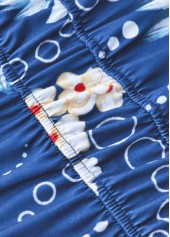 Blue dresses,Floral dresses,Plants dresses,Vacation dresses,Vacation dresses,ROTITA Circular Ring Floral Print Blue V Neck Strappy Dress