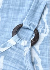 Light Blue dresses,Animal Print dresses,Everyday dresses,Casual dresses,ROTITA Circular Ring Tropical Plants Print Light Blue Strappy Dress